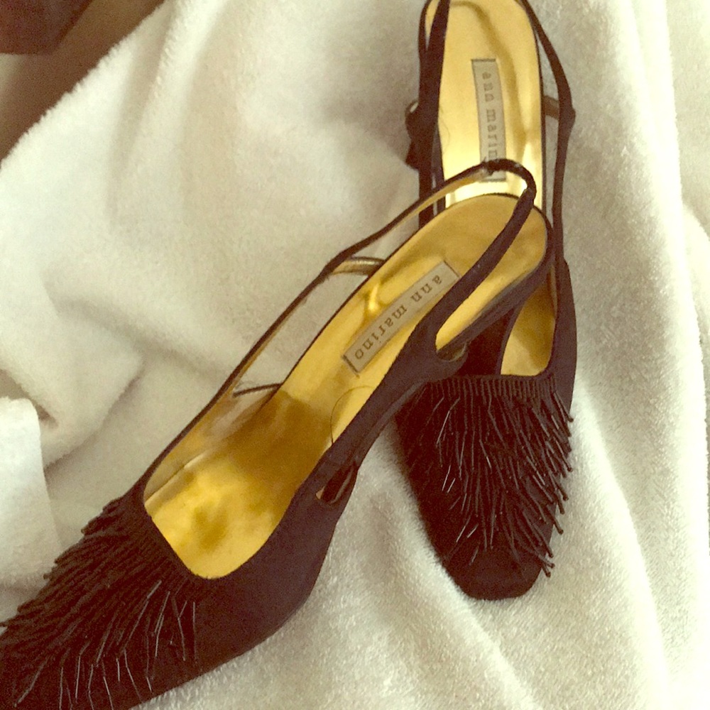 Black elegant dress sling backs